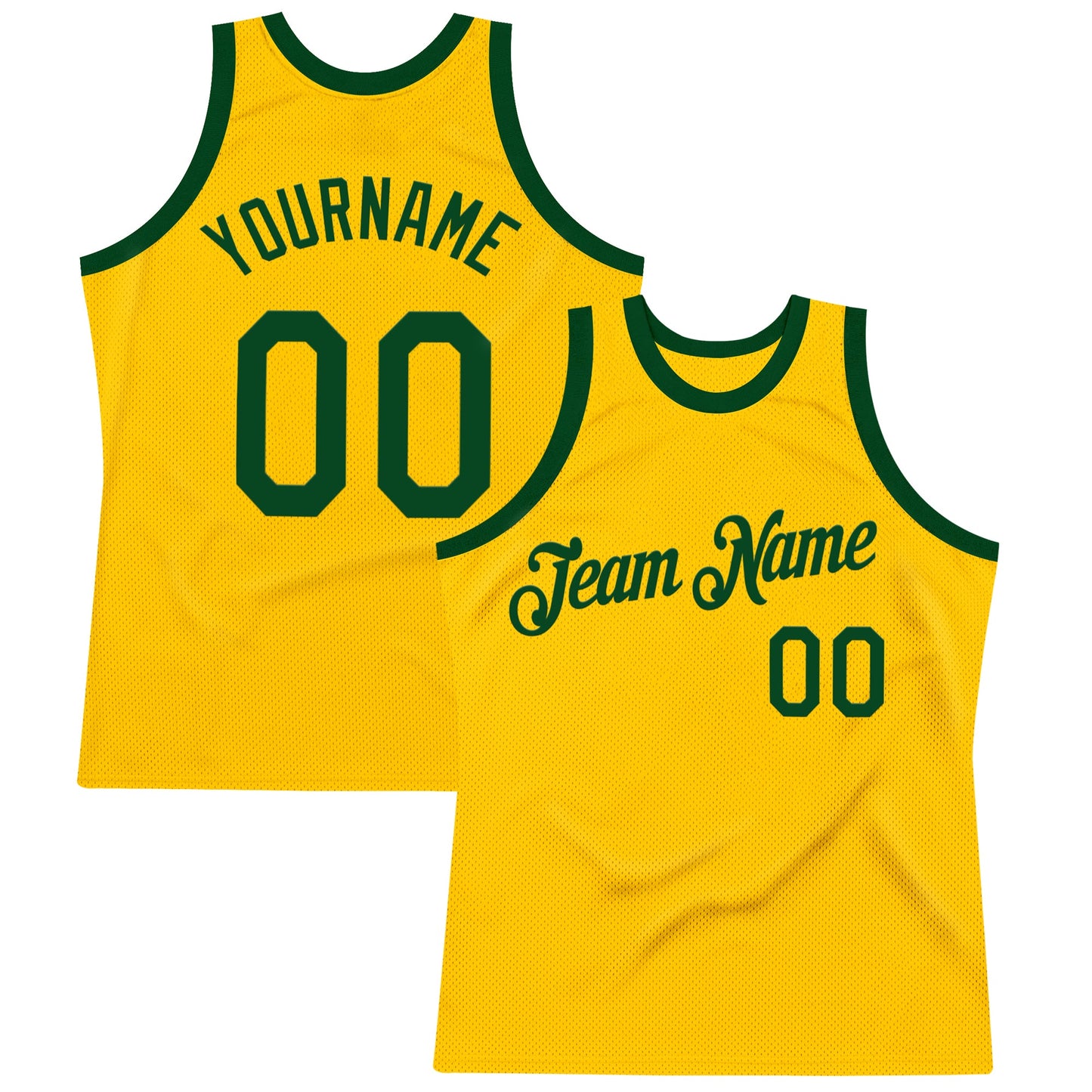 Custom Gold Green Authentic Throwback Basketball Jersey - Sky-Custom