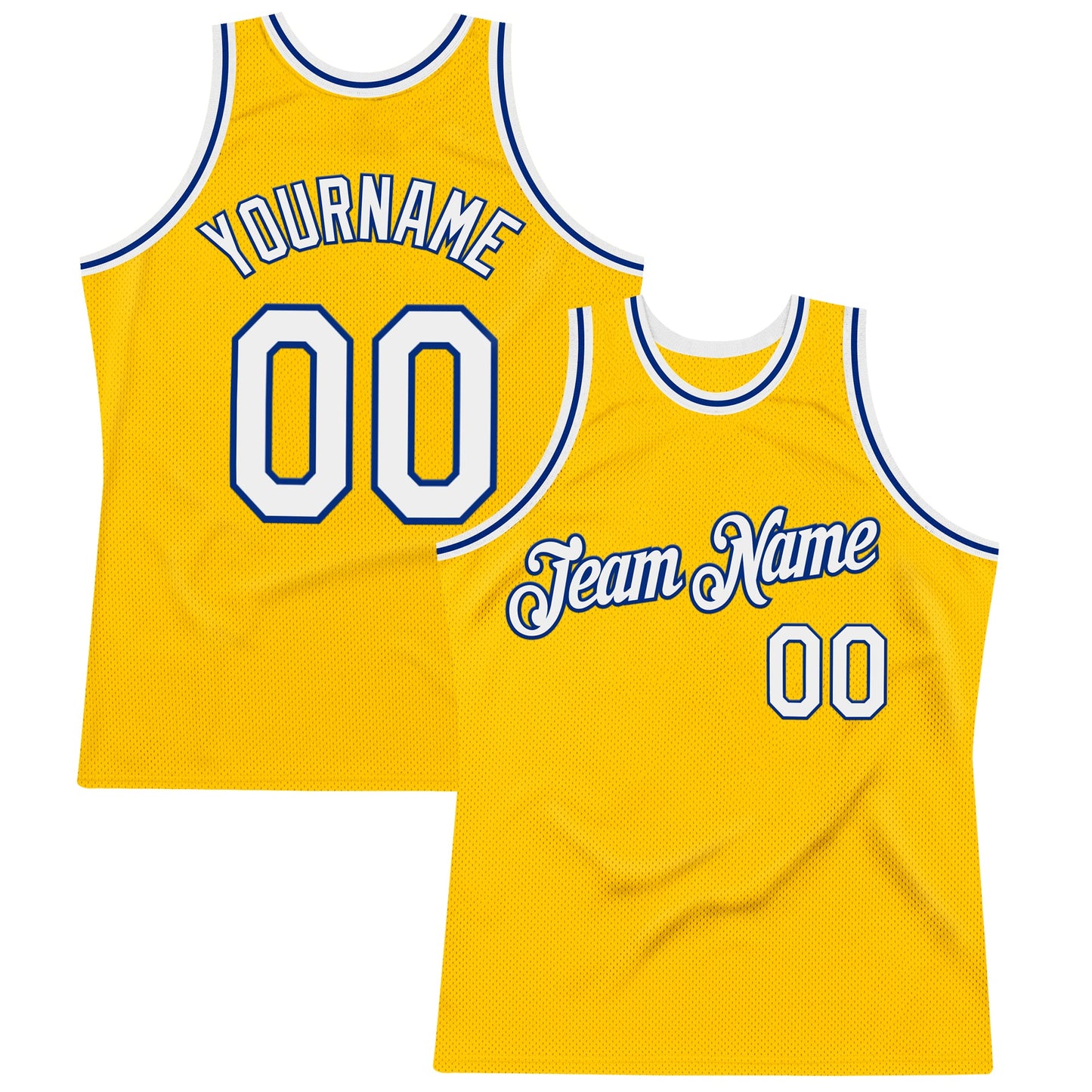 Custom Gold White-Royal Authentic Throwback Basketball Jersey - Sky-Custom