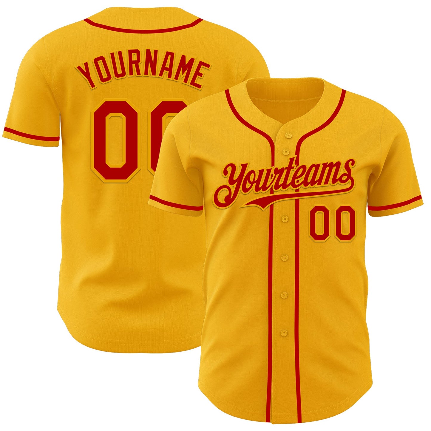 Custom Gold Red Authentic Baseball Jersey - Sky-Custom