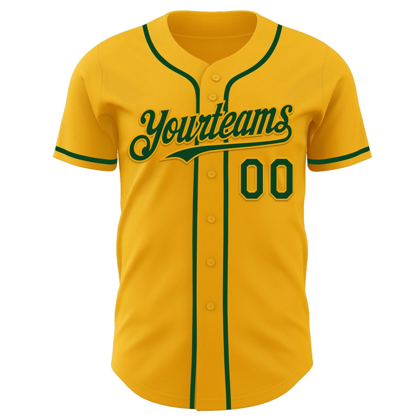 Custom Gold Green Authentic Baseball Jersey - Sky-Custom