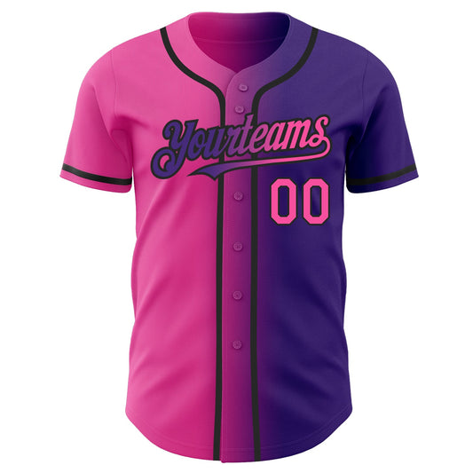 Custom Purple Pink-Black Authentic Gradient Fashion Baseball Jersey - Sky-Custom