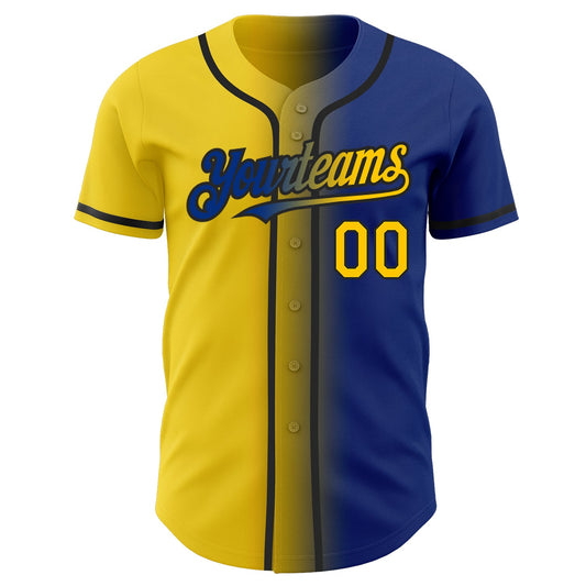 Custom Royal Yellow-Black Authentic Gradient Fashion Baseball Jersey - Sky-Custom