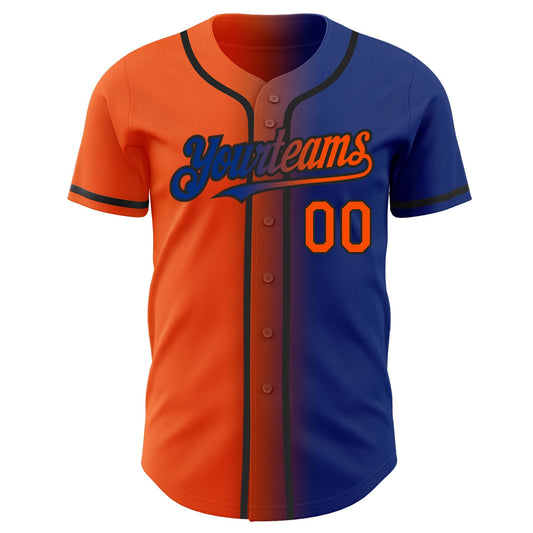 Custom Royal Orange-Black Authentic Gradient Fashion Baseball Jersey - Sky-Custom