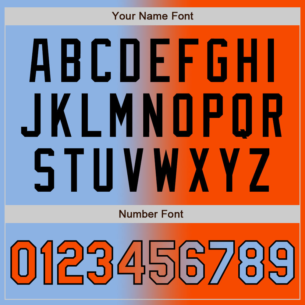 Custom Light Blue Orange-Black Authentic Gradient Fashion Baseball Jersey - Sky-Custom