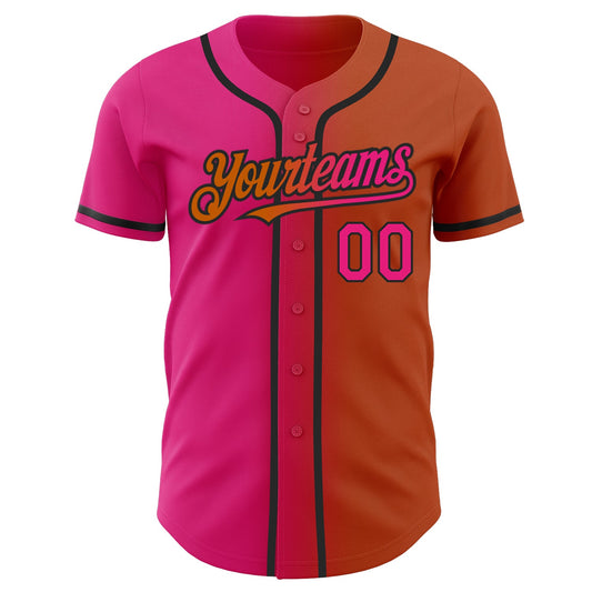 Custom Texas Orange Hot Pink-Black Authentic Gradient Fashion Baseball Jersey - Sky-Custom