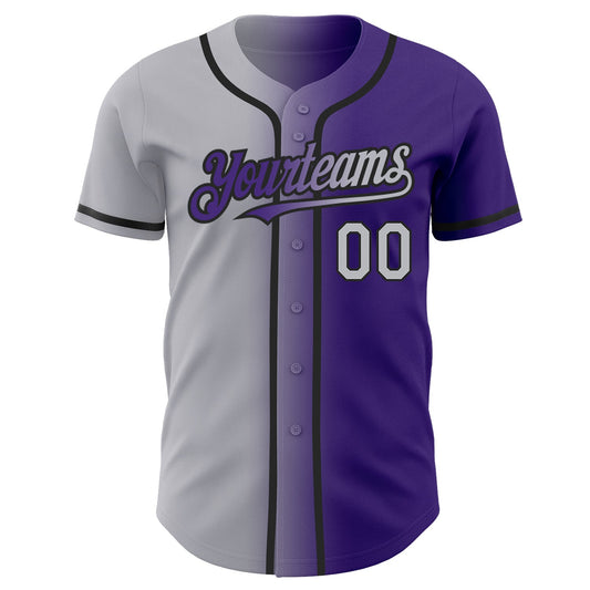 Custom Purple Gray-Black Authentic Gradient Fashion Baseball Jersey - Sky-Custom