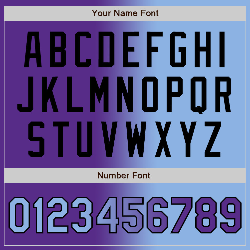 Custom Purple Light Blue-Black Authentic Gradient Fashion Baseball Jersey - Sky-Custom