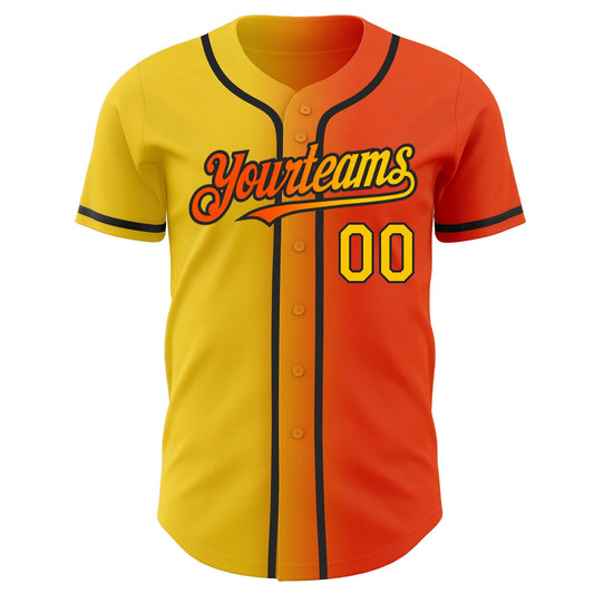 Custom Orange Yellow-Black Authentic Gradient Fashion Baseball Jersey - Sky-Custom