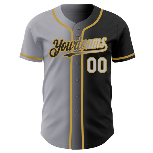 Custom Black Gray-Old Gold Authentic Gradient Fashion Baseball Jersey - Sky-Custom