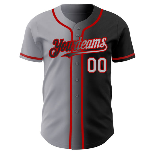 Custom Black Gray-Red Authentic Gradient Fashion Baseball Jersey - Sky-Custom