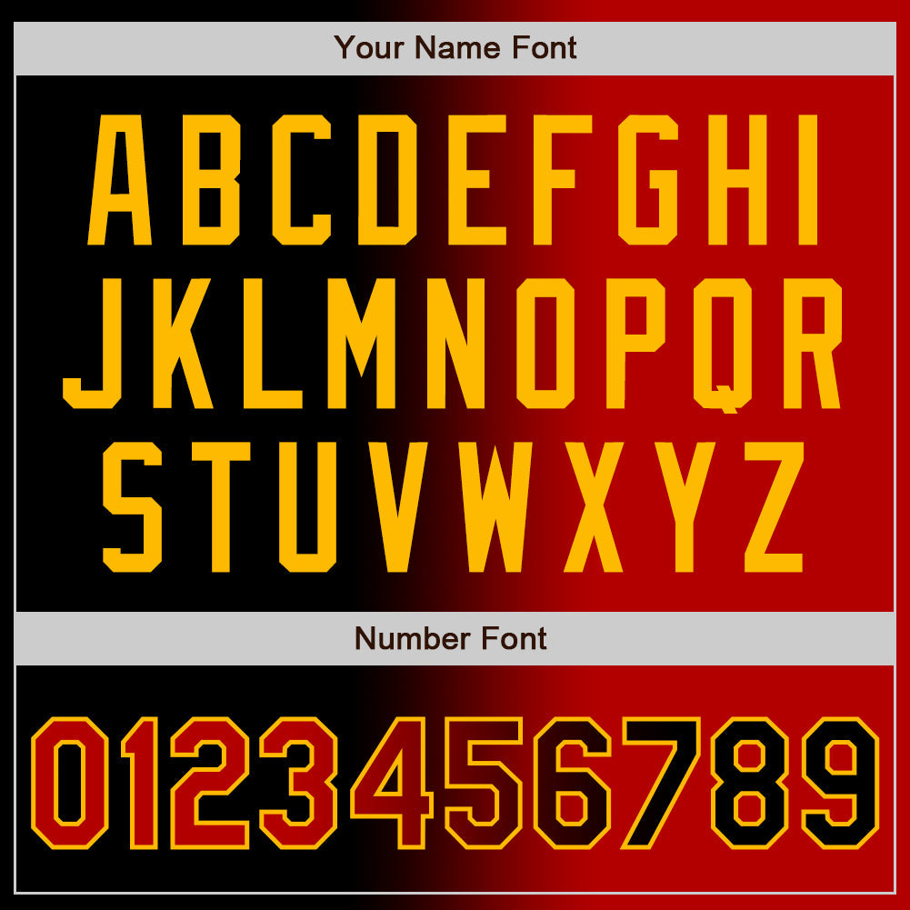 Custom Black Red-Gold Authentic Gradient Fashion Baseball Jersey - Sky-Custom