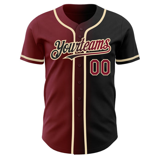 Custom Black Crimson-City Cream Authentic Gradient Fashion Baseball Jersey - Sky-Custom