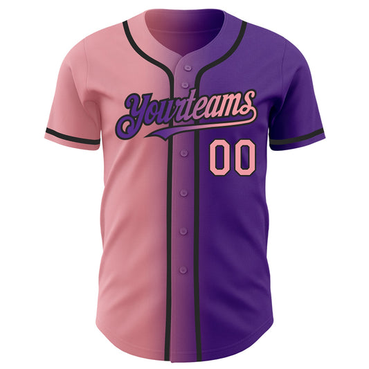 Custom Purple Medium Pink-Black Authentic Gradient Fashion Baseball Jersey - Sky-Custom