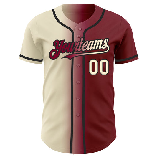 Custom Maroon Cream-Black Authentic Gradient Fashion Baseball Jersey - Sky-Custom