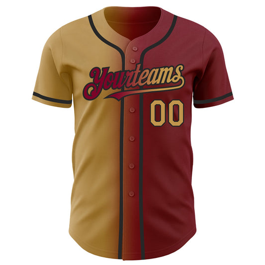 Custom Maroon Old Gold-Black Authentic Gradient Fashion Baseball Jersey - Sky-Custom