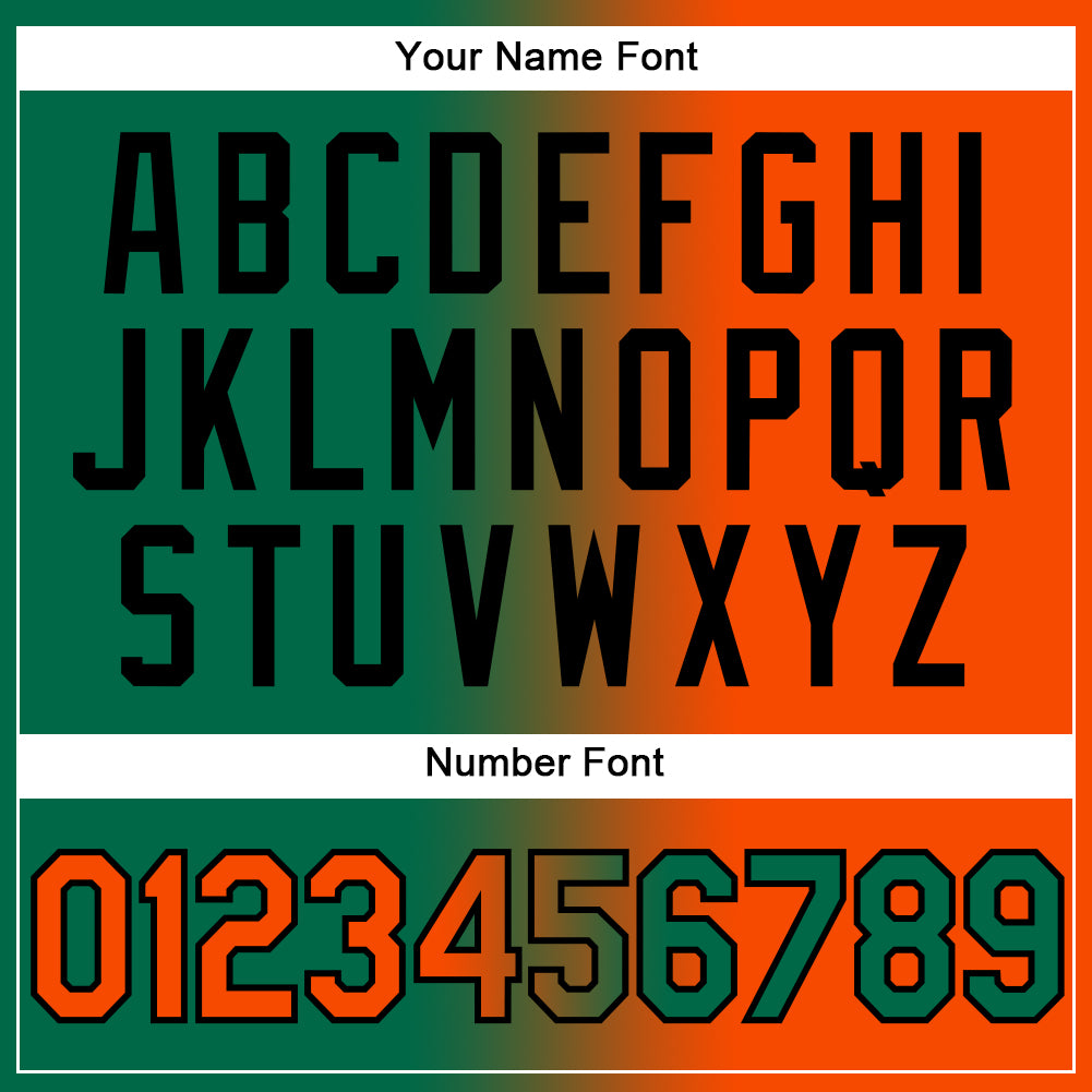 Custom Kelly Green Orange-Black Authentic Gradient Fashion Baseball Jersey - Sky-Custom