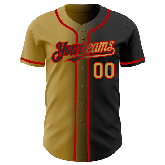 Custom Black Old Gold-Red Authentic Gradient Fashion Baseball Jersey - Sky-Custom