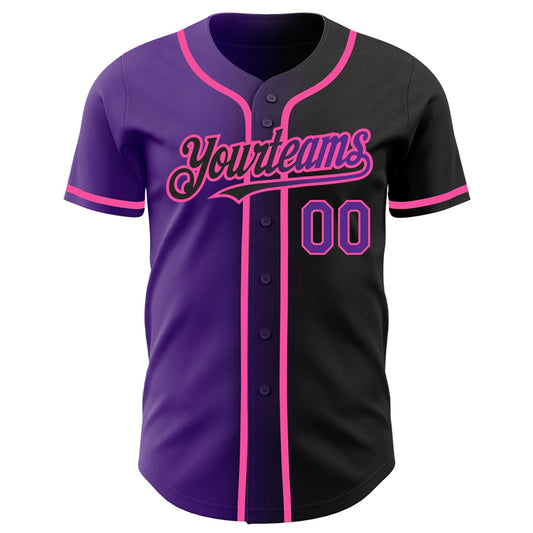 Custom Black Purple-Pink Authentic Gradient Fashion Baseball Jersey - Sky-Custom