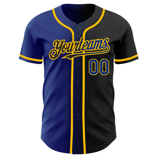 Custom Black Royal-Gold Authentic Gradient Fashion Baseball Jersey - Sky-Custom