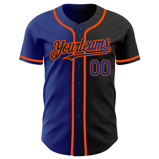 Custom Black Royal-Orange Authentic Gradient Fashion Baseball Jersey - Sky-Custom