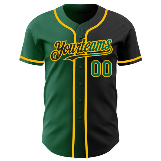 Custom Black Kelly Green-Gold Authentic Gradient Fashion Baseball Jersey - Sky-Custom