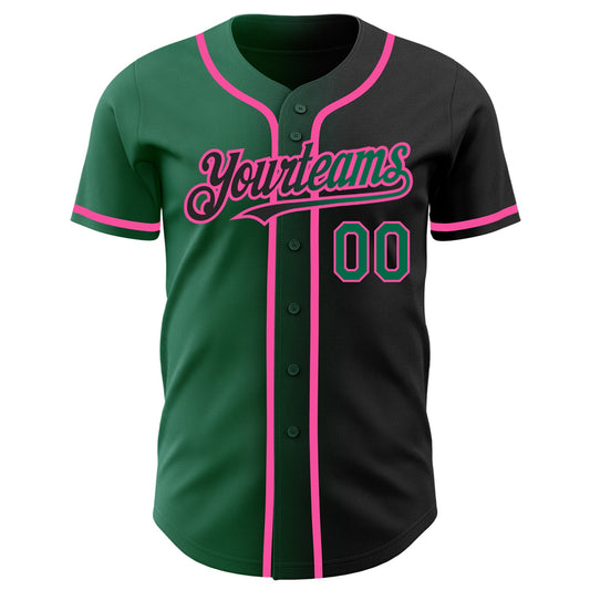 Custom Black Kelly Green-Pink Authentic Gradient Fashion Baseball Jersey - Sky-Custom