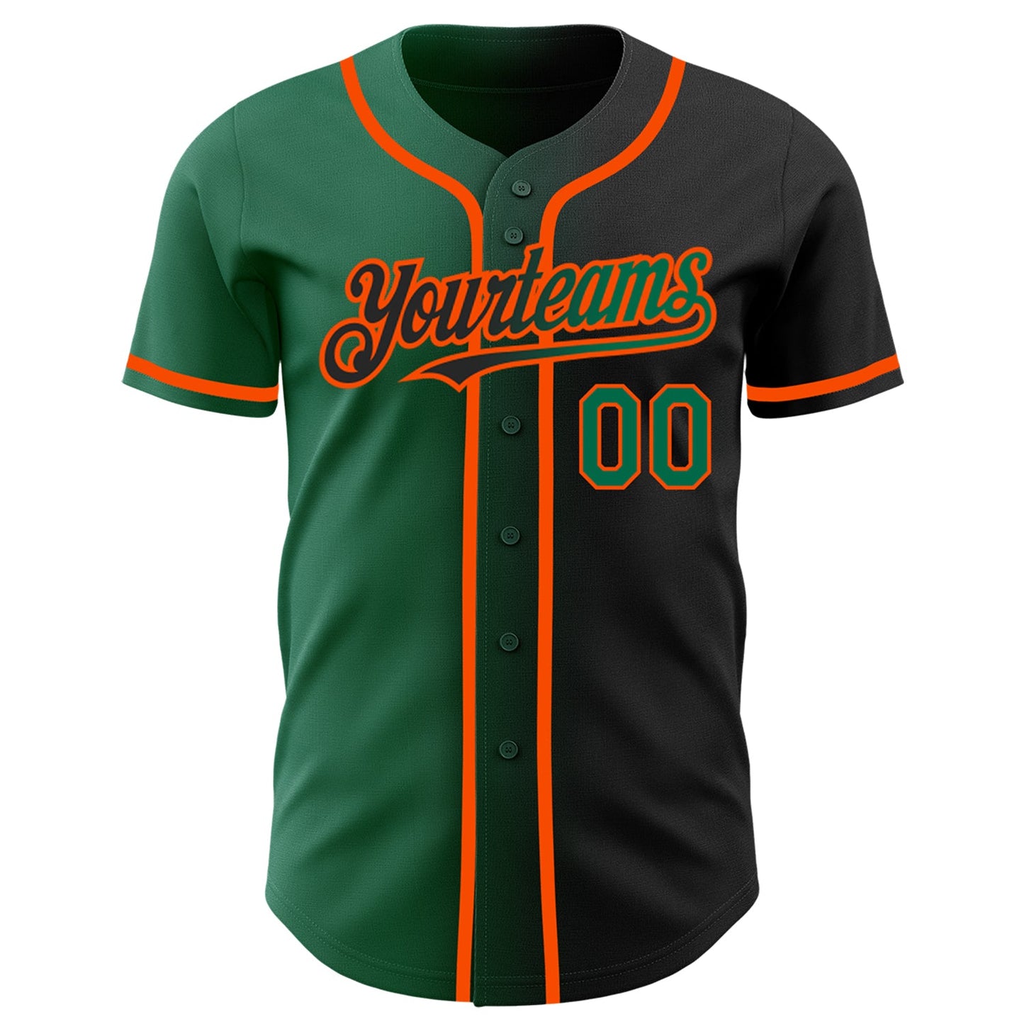 Custom Black Kelly Green-Orange Authentic Gradient Fashion Baseball Jersey - Sky-Custom