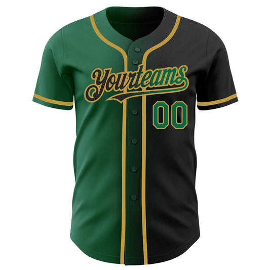 Custom Black Kelly Green-Old Gold Authentic Gradient Fashion Baseball Jersey - Sky-Custom