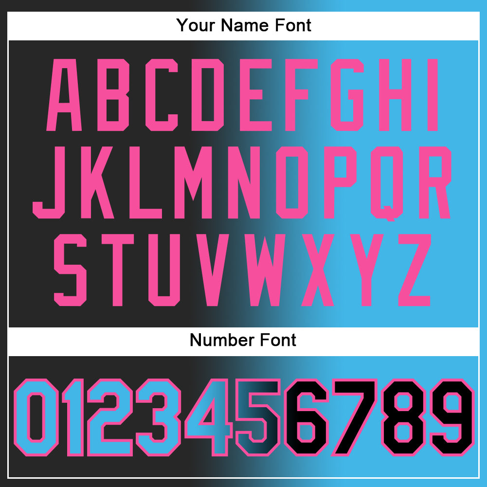 Custom Black Sky Blue-Pink Authentic Gradient Fashion Baseball Jersey - Sky-Custom