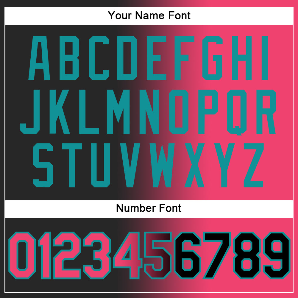 Custom Black Neon Pink-Teal Authentic Gradient Fashion Baseball Jersey - Sky-Custom