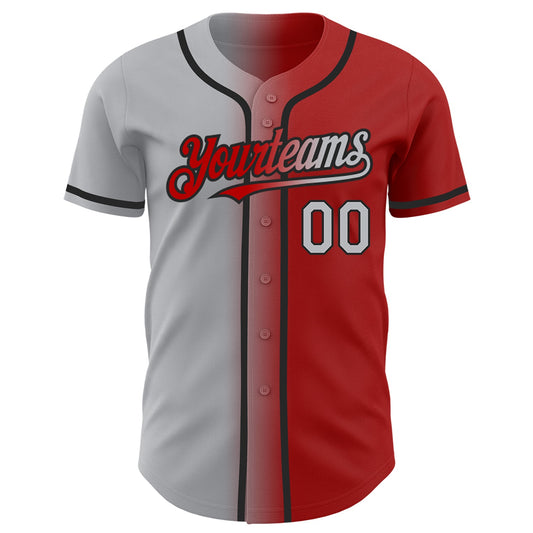 Custom Red Gray-Black Authentic Gradient Fashion Baseball Jersey - Sky-Custom