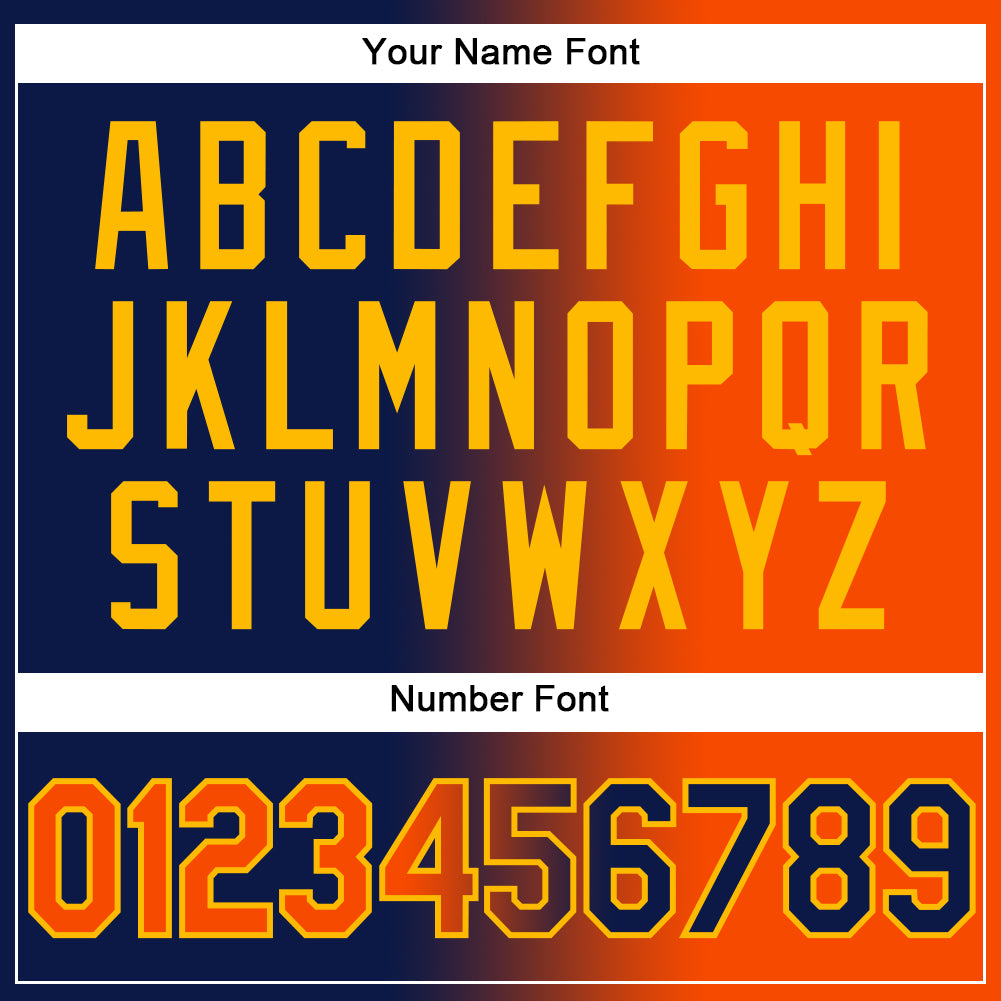 Custom Navy Orange-Gold Authentic Gradient Fashion Baseball Jersey - Sky-Custom