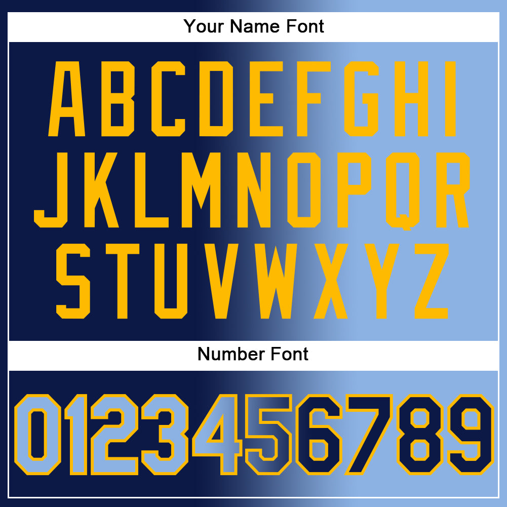 Custom Navy Light Blue-Gold Authentic Gradient Fashion Baseball Jersey - Sky-Custom