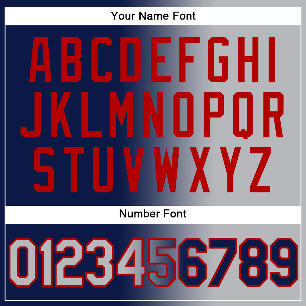 Custom Navy Gray-Red Authentic Gradient Fashion Baseball Jersey - Sky-Custom