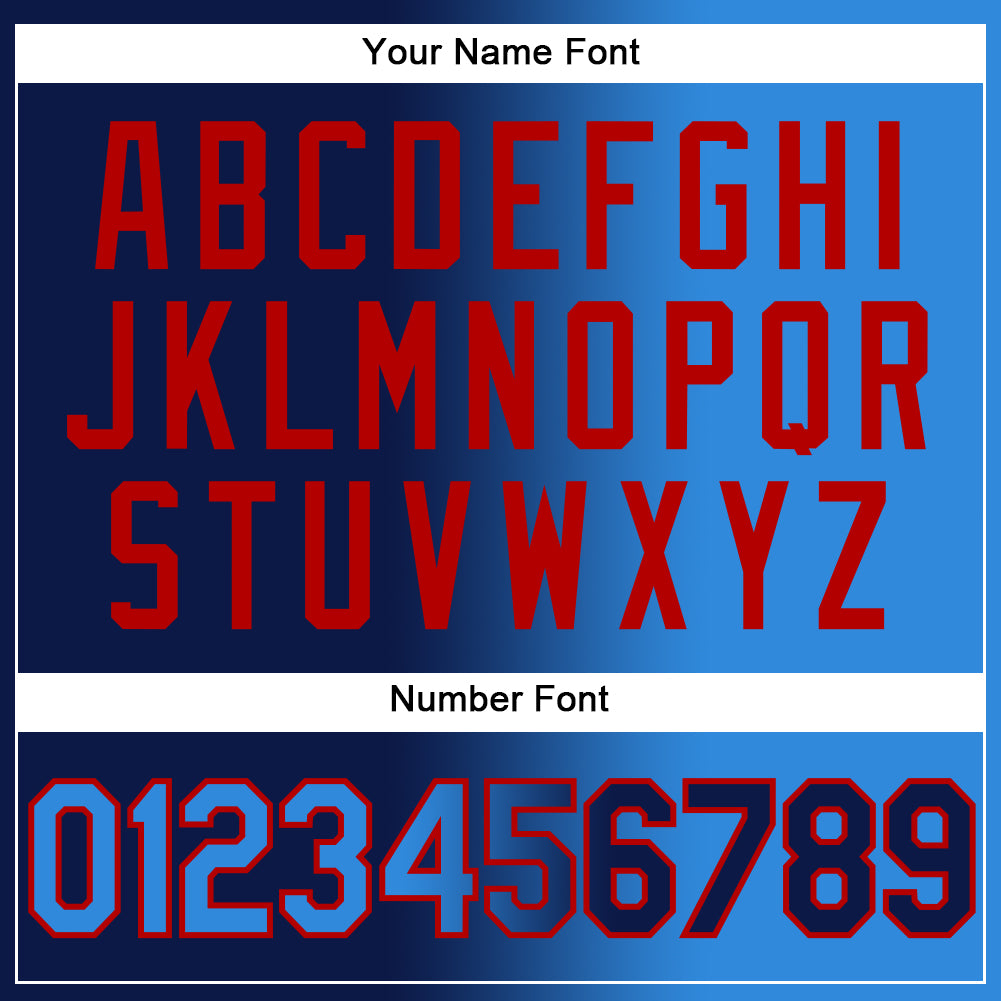 Custom Navy Electric Blue-Red Authentic Gradient Fashion Baseball Jersey - Sky-Custom