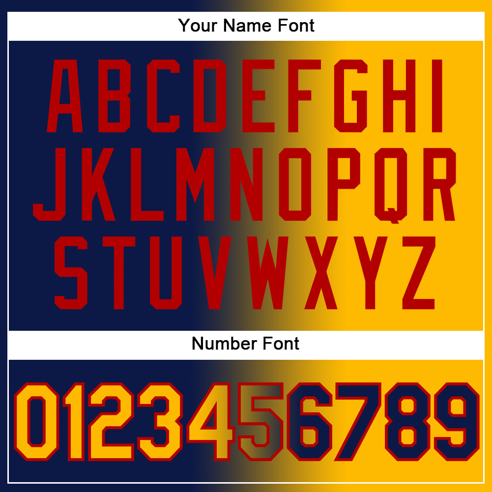 Custom Navy Gold-Red Authentic Gradient Fashion Baseball Jersey - Sky-Custom