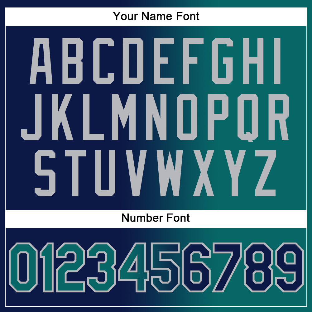 Custom Navy Teal-Gray Authentic Gradient Fashion Baseball Jersey - Sky-Custom