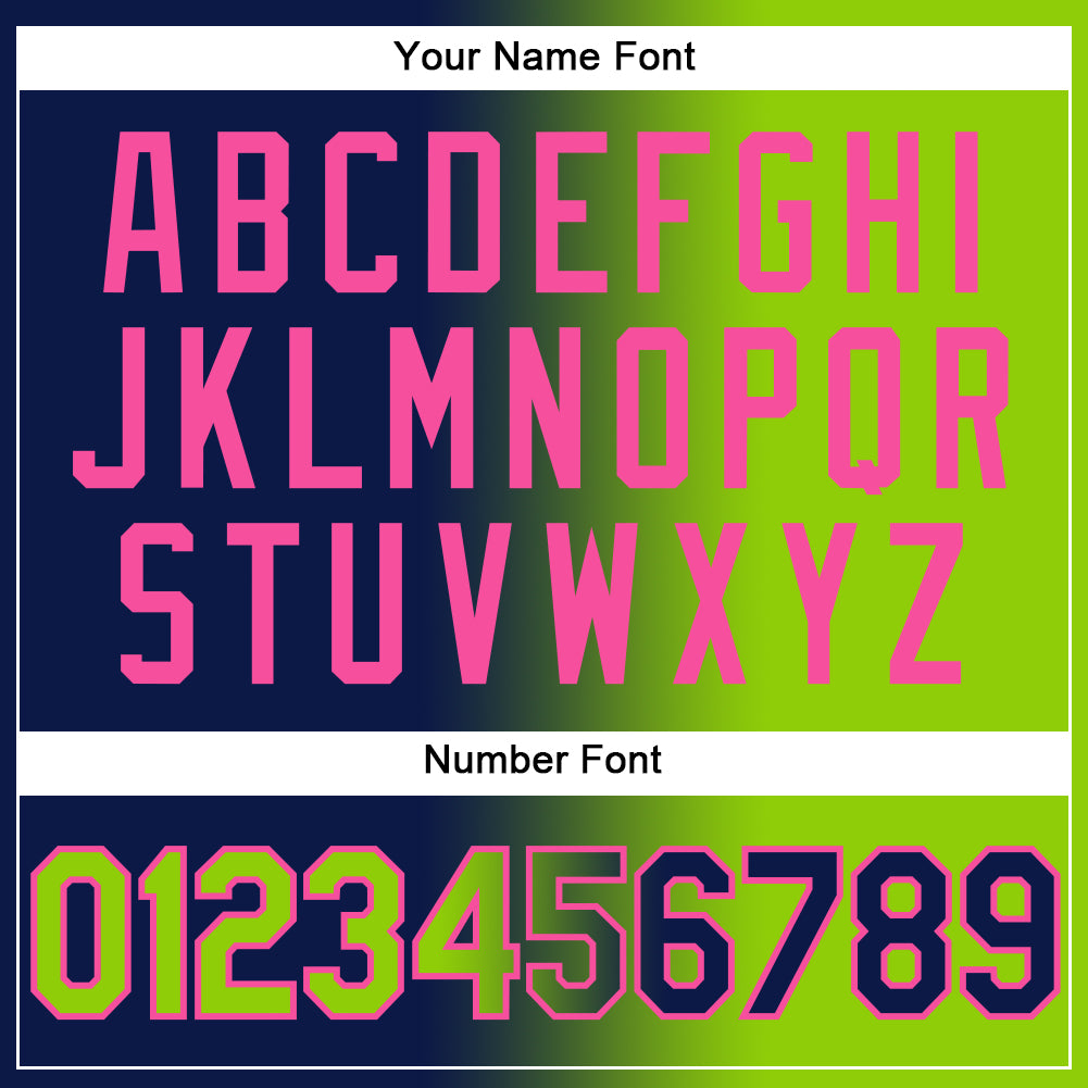 Custom Navy Neon Green-Pink Authentic Gradient Fashion Baseball Jersey - Sky-Custom