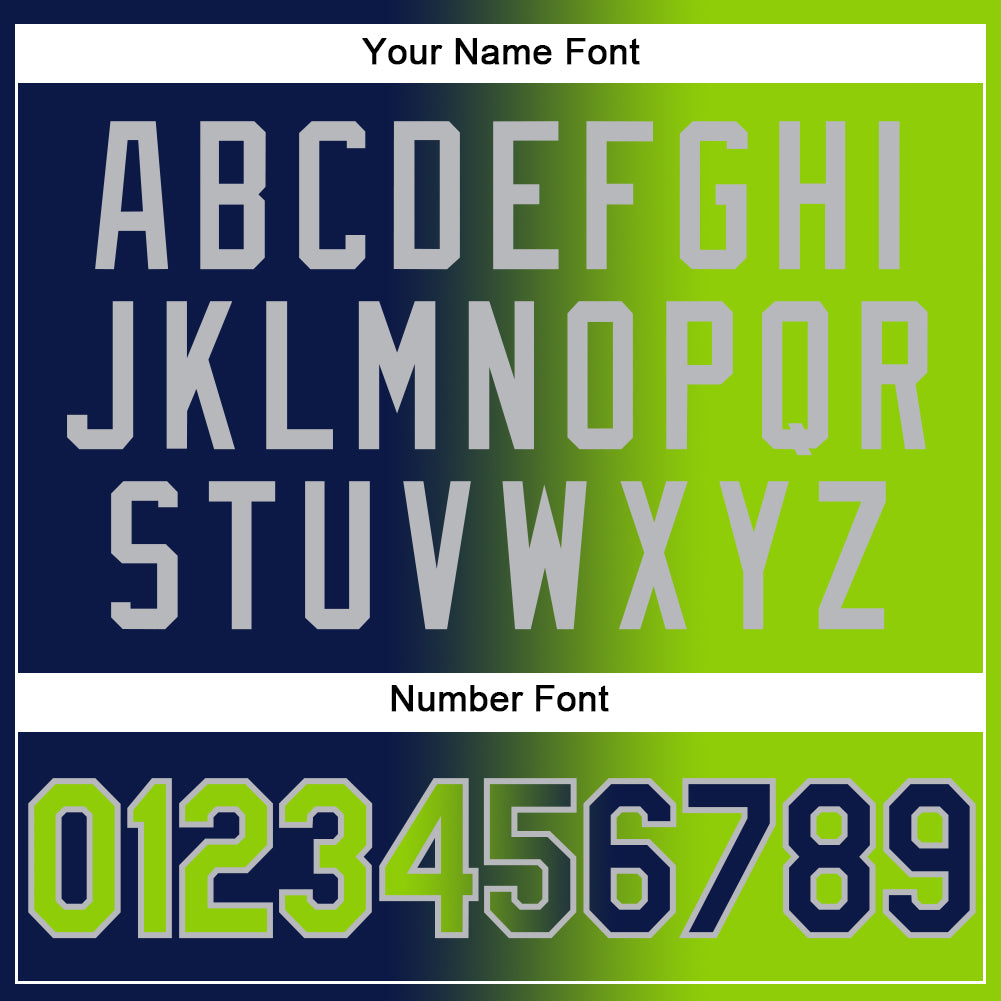 Custom Navy Neon Green-Gray Authentic Gradient Fashion Baseball Jersey - Sky-Custom