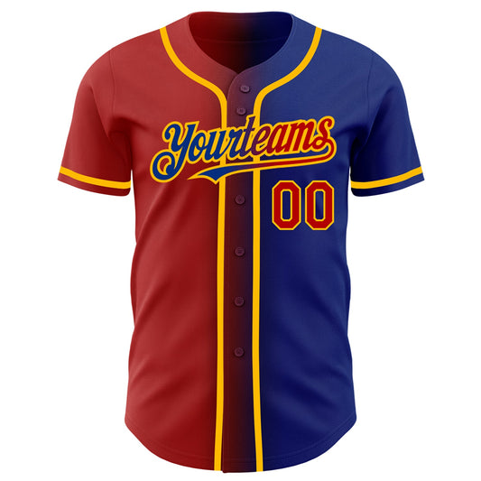 Custom Royal Red-Gold Authentic Gradient Fashion Baseball Jersey - Sky-Custom