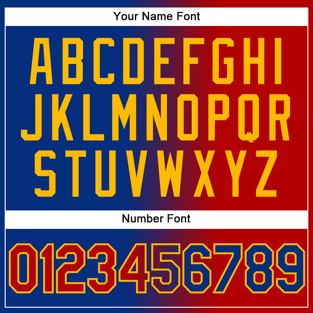 Custom Royal Red-Gold Authentic Gradient Fashion Baseball Jersey - Sky-Custom