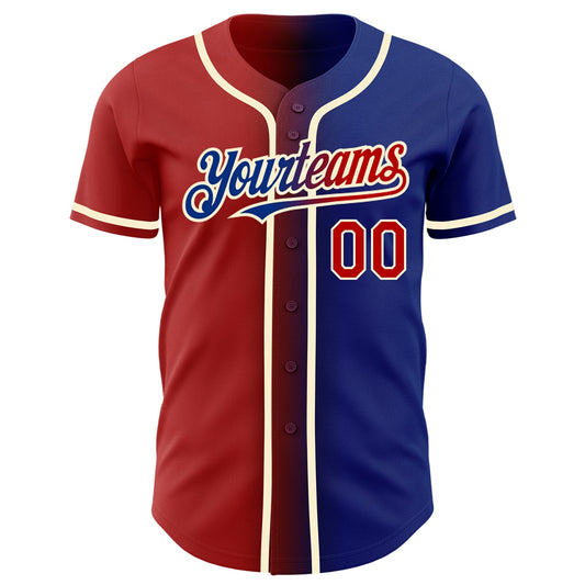 Custom Royal Red-Cream Authentic Gradient Fashion Baseball Jersey - Sky-Custom