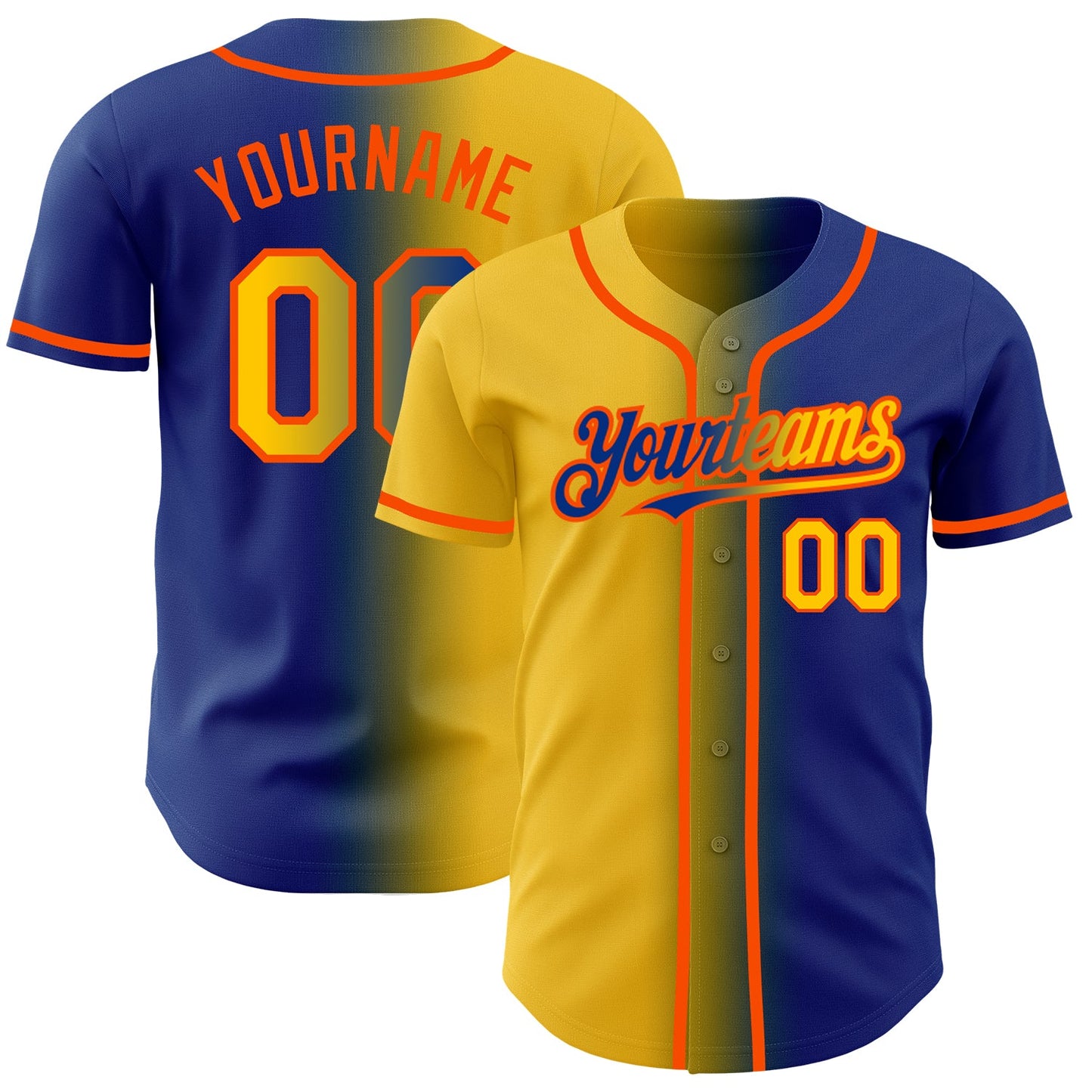 Custom Royal Yellow-Orange Authentic Gradient Fashion Baseball Jersey - Sky-Custom