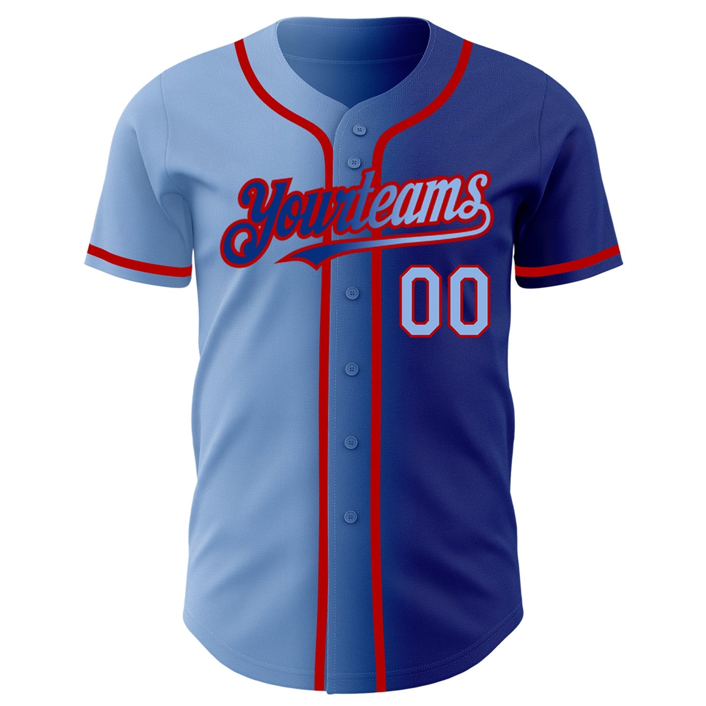 Custom Royal Light Blue-Red Authentic Gradient Fashion Baseball Jersey - Sky-Custom
