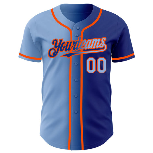 Custom Royal Light Blue-Orange Authentic Gradient Fashion Baseball Jersey - Sky-Custom