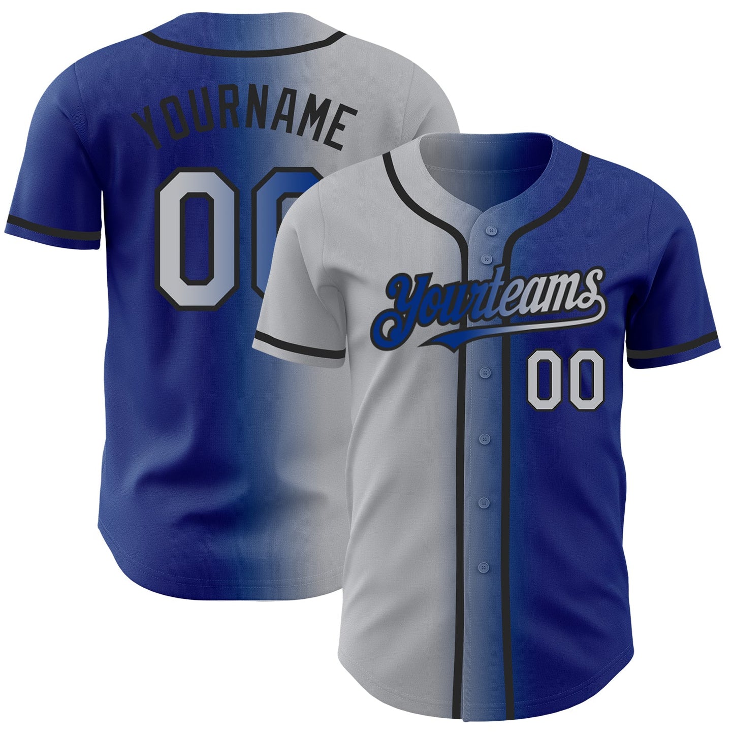Custom Royal Gray-Black Authentic Gradient Fashion Baseball Jersey - Sky-Custom