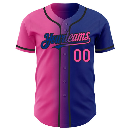 Custom Royal Pink-Black Authentic Gradient Fashion Baseball Jersey - Sky-Custom