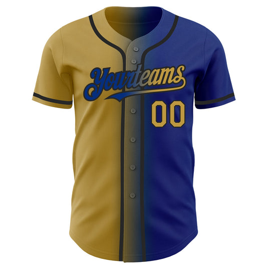 Custom Royal Old Gold-Black Authentic Gradient Fashion Baseball Jersey - Sky-Custom