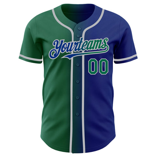 Custom Royal Kelly Green-Gray Authentic Gradient Fashion Baseball Jersey - Sky-Custom
