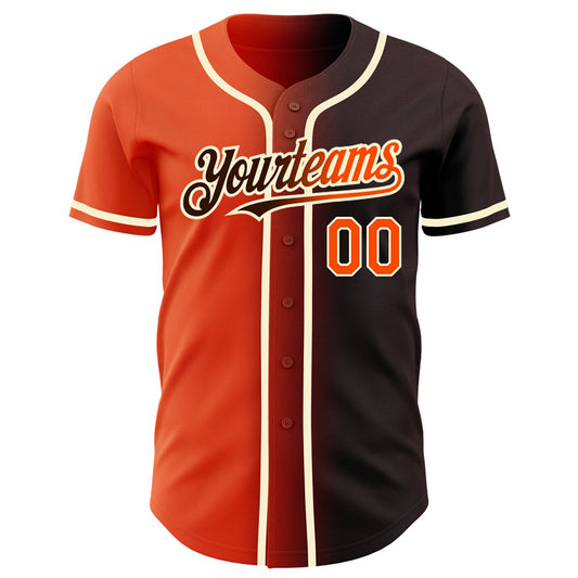 Custom Brown Orange-Cream Authentic Gradient Fashion Baseball Jersey - Sky-Custom